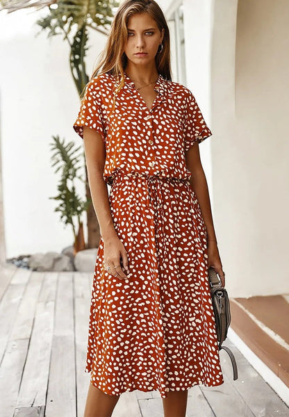 Amber Printed V-Neck Dress - Effortless Summer & Wedding Guest Elegance