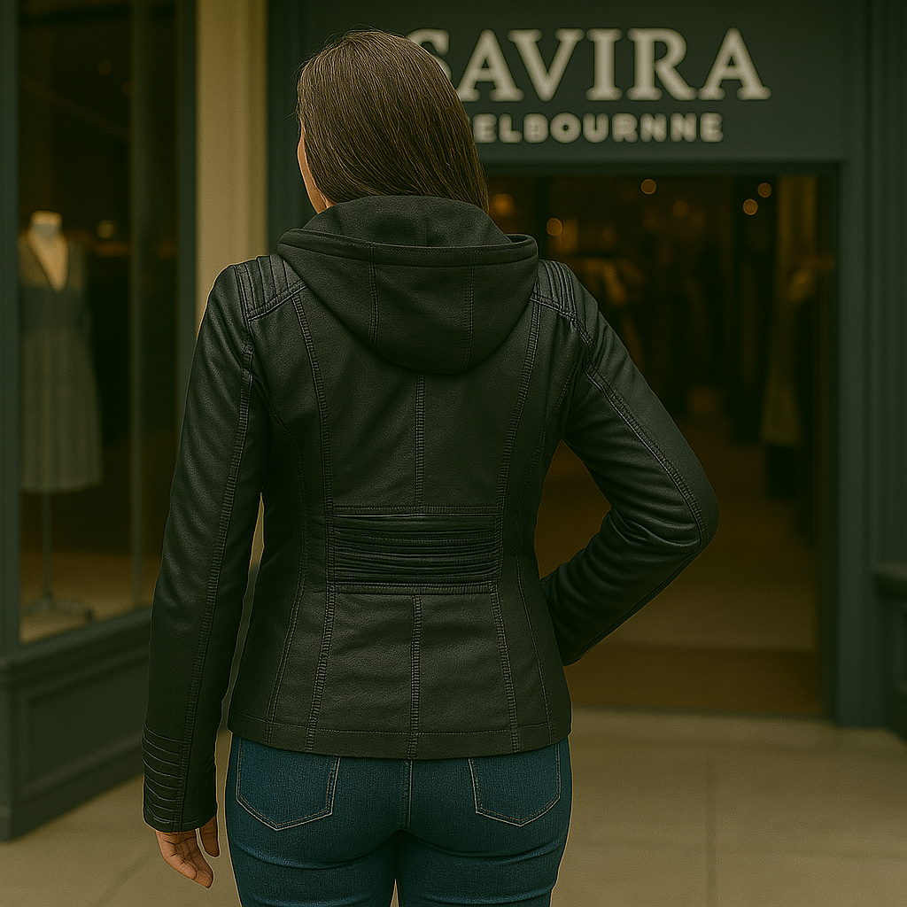 Olivia™ | Waterproof Women's Leather Jacket with Hood