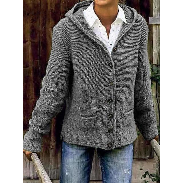 Black Hooded Cardigan - Cozy Cotton Blend for All Seasons