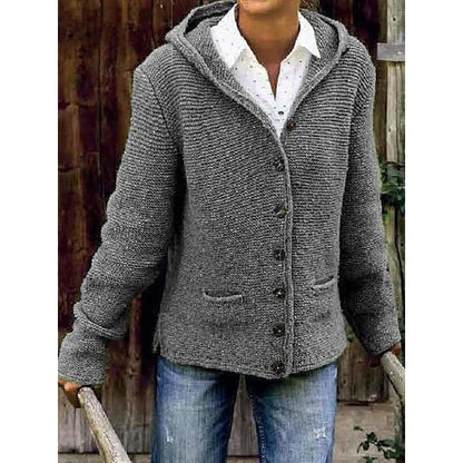 Black Hooded Cardigan - Cozy Cotton Blend for All Seasons