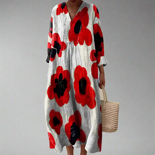 Bold Poppy Print Maxi Dress - Flattering Summer Style for Wedding Guests
