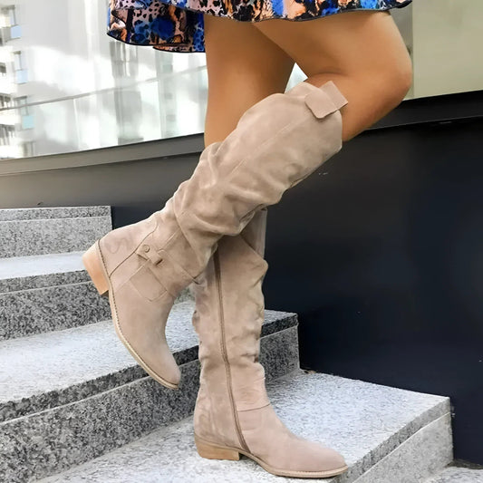 Bold Suede Boots - Stylish Comfort with Non-Slip Sole for All-Day Wear