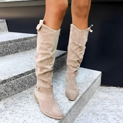 Bold Suede Boots - Stylish Comfort with Non-Slip Sole for All-Day Wear