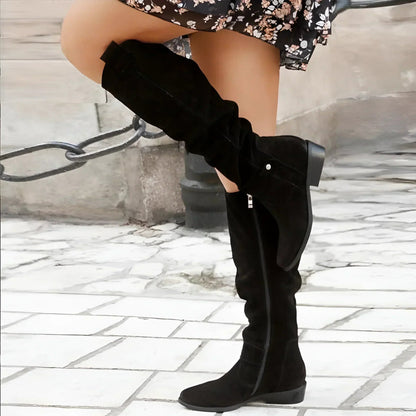 Bold Suede Boots - Stylish Comfort with Non-Slip Sole for All-Day Wear