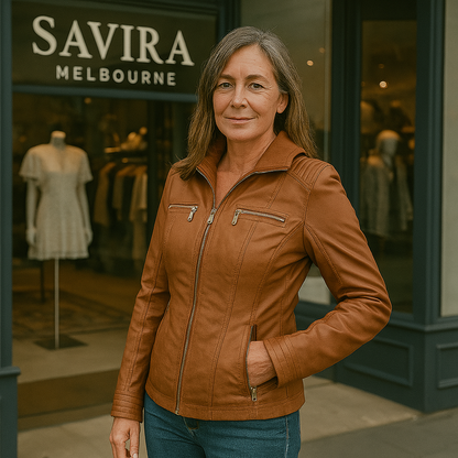 Olivia™ | Waterproof Women's Leather Jacket with Hood