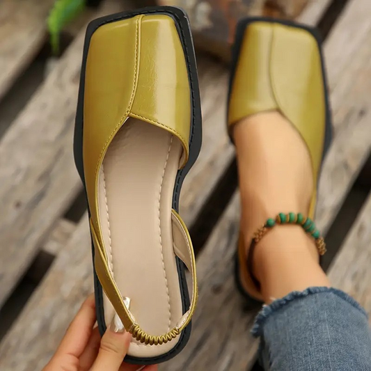 Carmen Ivy Flats - Comfortable Vegan Leather Black Flats for Women