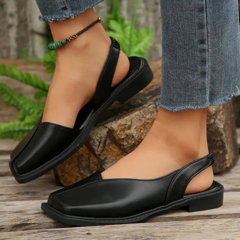 Carmen Ivy Flats - Comfortable Vegan Leather Black Flats for Women