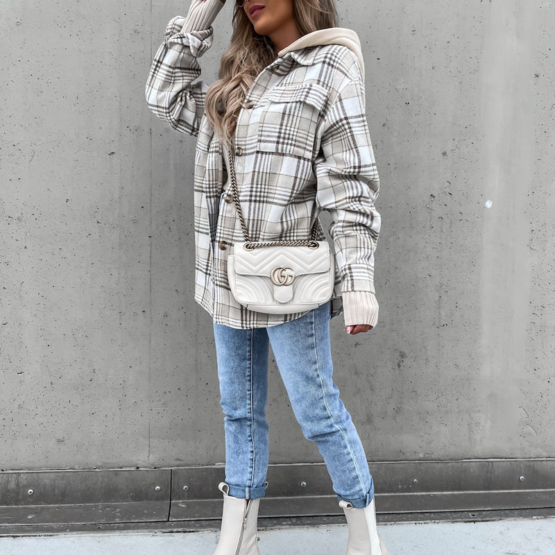 Casual Hooded Plaid Coat - Stylish Women's Winter Outerwear