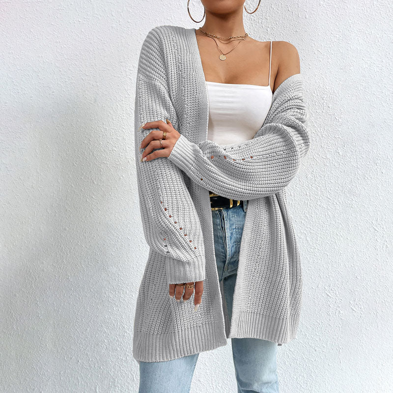Casual Knit Cardigan - Comfortable Long Cardigans for Women in Black