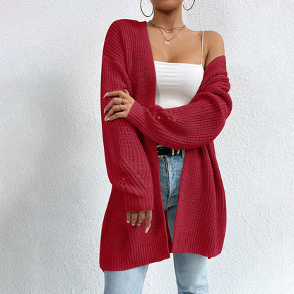 Casual Knit Cardigan - Comfortable Long Cardigans for Women in Black