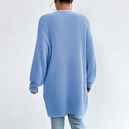 Casual Knit Cardigan - Comfortable Long Cardigans for Women in Black
