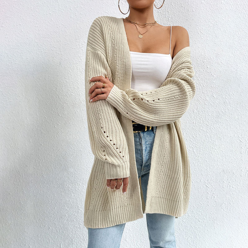 Casual Knit Cardigan - Comfortable Long Cardigans for Women in Black