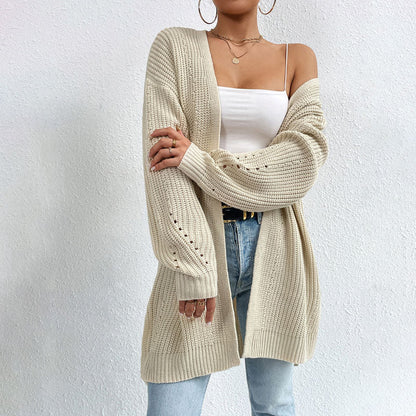 Casual Knit Cardigan - Comfortable Long Cardigans for Women in Black