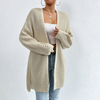 Casual Knit Cardigan - Comfortable Long Cardigans for Women in Black