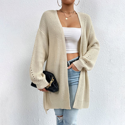 Casual Knit Cardigan - Comfortable Long Cardigans for Women in Black