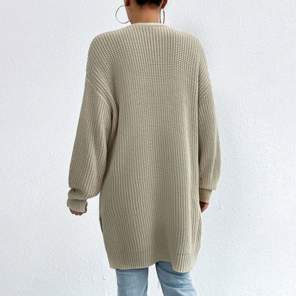 Casual Knit Cardigan - Comfortable Long Cardigans for Women in Black