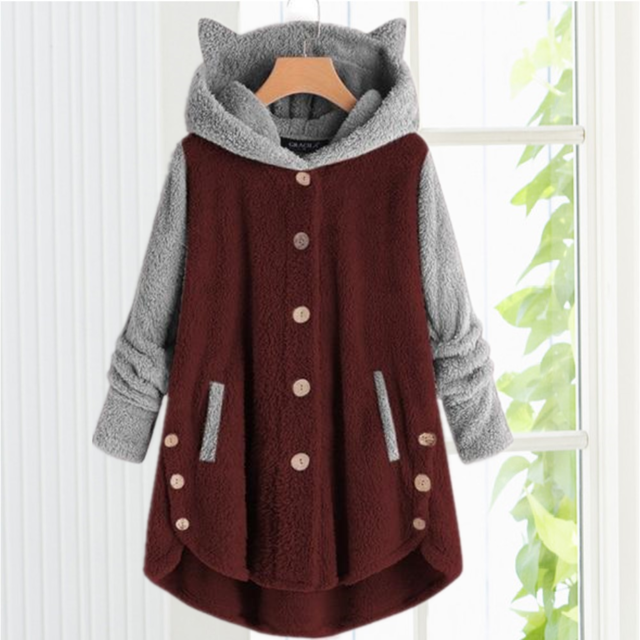 Cat Ear Hoodie - Cozy Cotton & Cashmere Blend for Winter Comfort