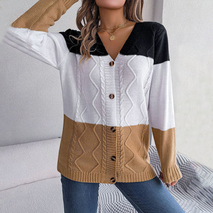 Color Block Long Cardigan - Stylish Knitwear for Women, All Seasons