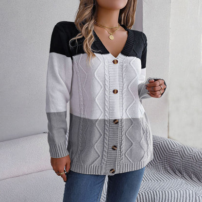 Color Block Long Cardigan - Stylish Knitwear for Women, All Seasons