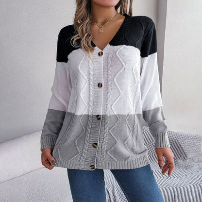 Color Block Long Cardigan - Stylish Knitwear for Women, All Seasons