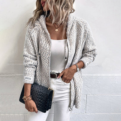 Cozy Hooded Cardigan - Soft Cotton-Acrylic Blend for All Seasons