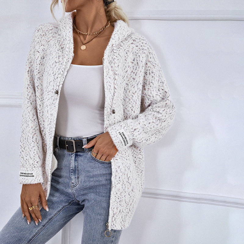 Cozy Hooded Cardigan - Soft Cotton-Acrylic Blend for All Seasons