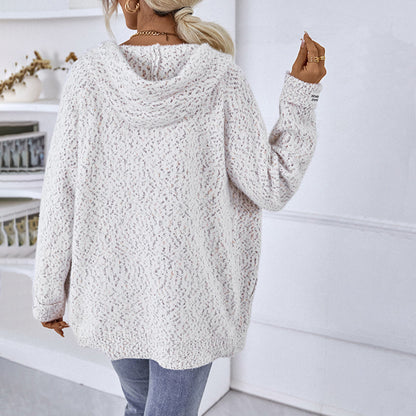 Cozy Hooded Cardigan - Soft Cotton-Acrylic Blend for All Seasons