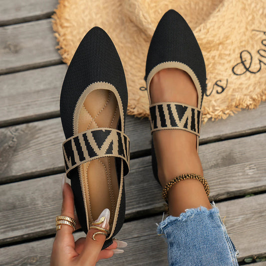 Eliva Soft Black Flats for Women - Comfortable Slip-On Design