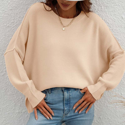 Casual Knitted Pullover in Solid Colour