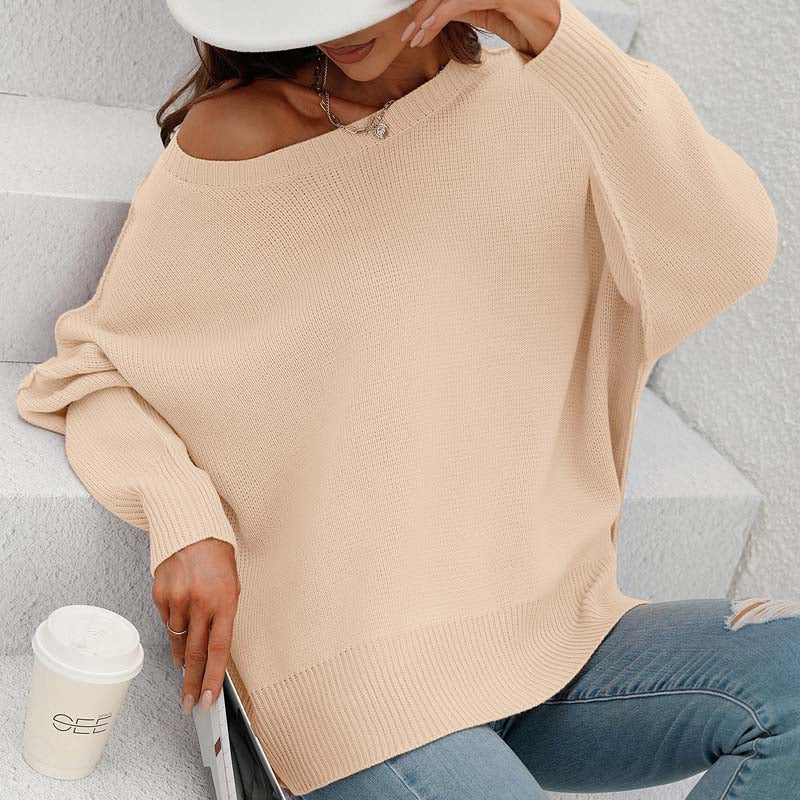 Casual Knitted Pullover in Solid Colour