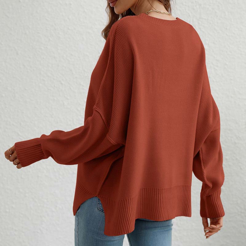 Casual Knitted Pullover in Solid Colour