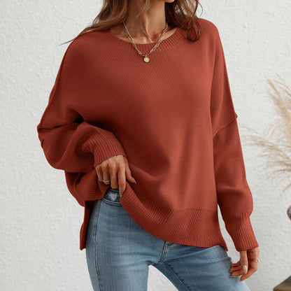 Casual Knitted Pullover in Solid Colour
