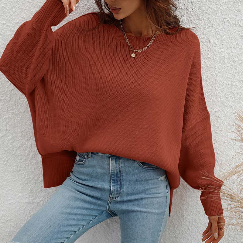 Casual Knitted Pullover in Solid Colour