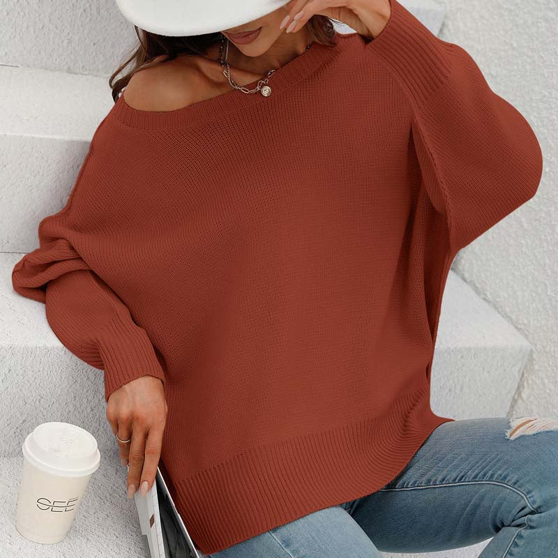 Casual Knitted Pullover in Solid Colour