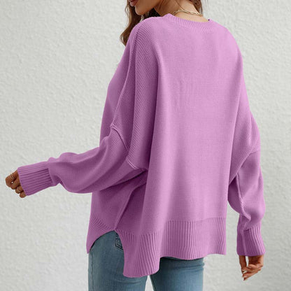 Casual Knitted Pullover in Solid Colour