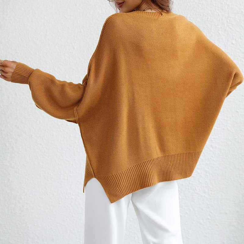 Casual Knitted Pullover in Solid Colour