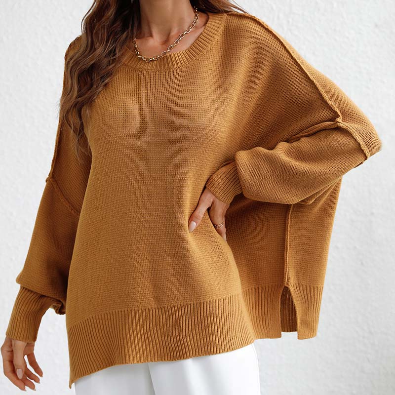 Casual Knitted Pullover in Solid Colour