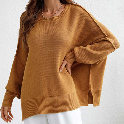 Casual Knitted Pullover in Solid Colour