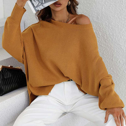 Casual Knitted Pullover in Solid Colour