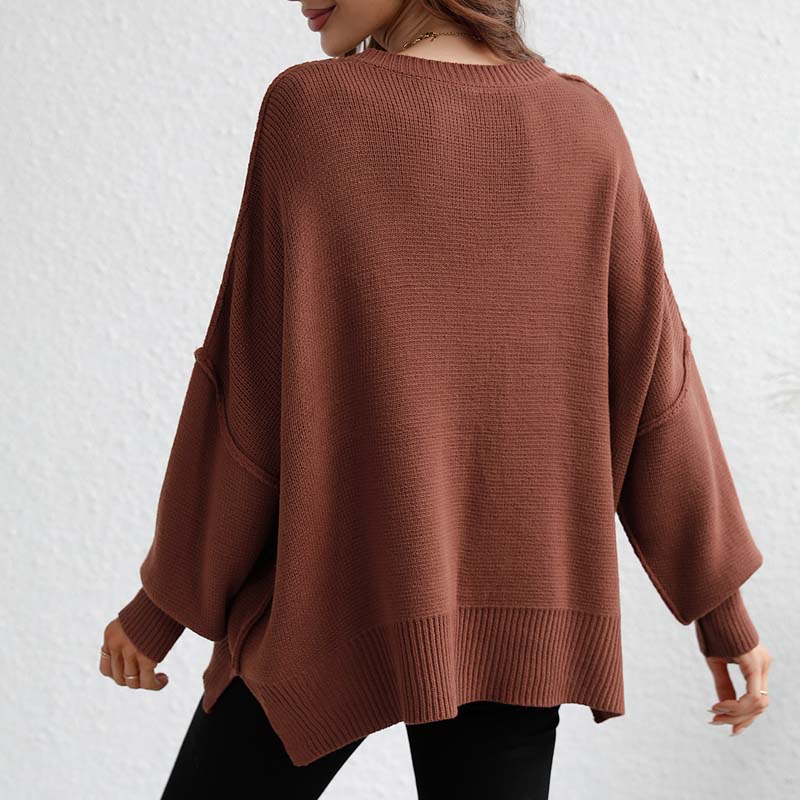 Casual Knitted Pullover in Solid Colour