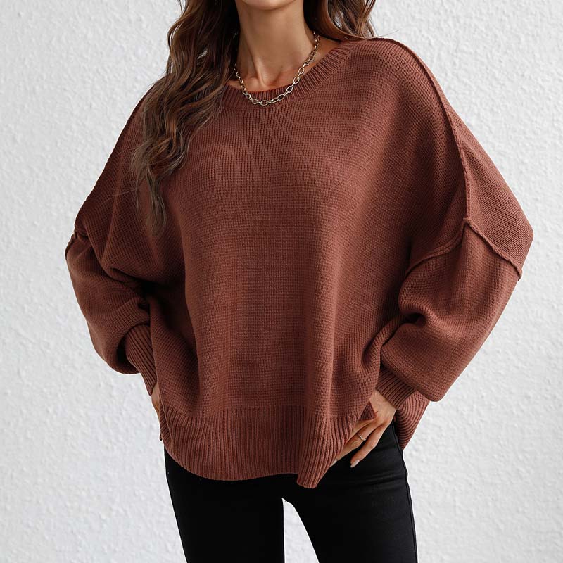 Casual Knitted Pullover in Solid Colour