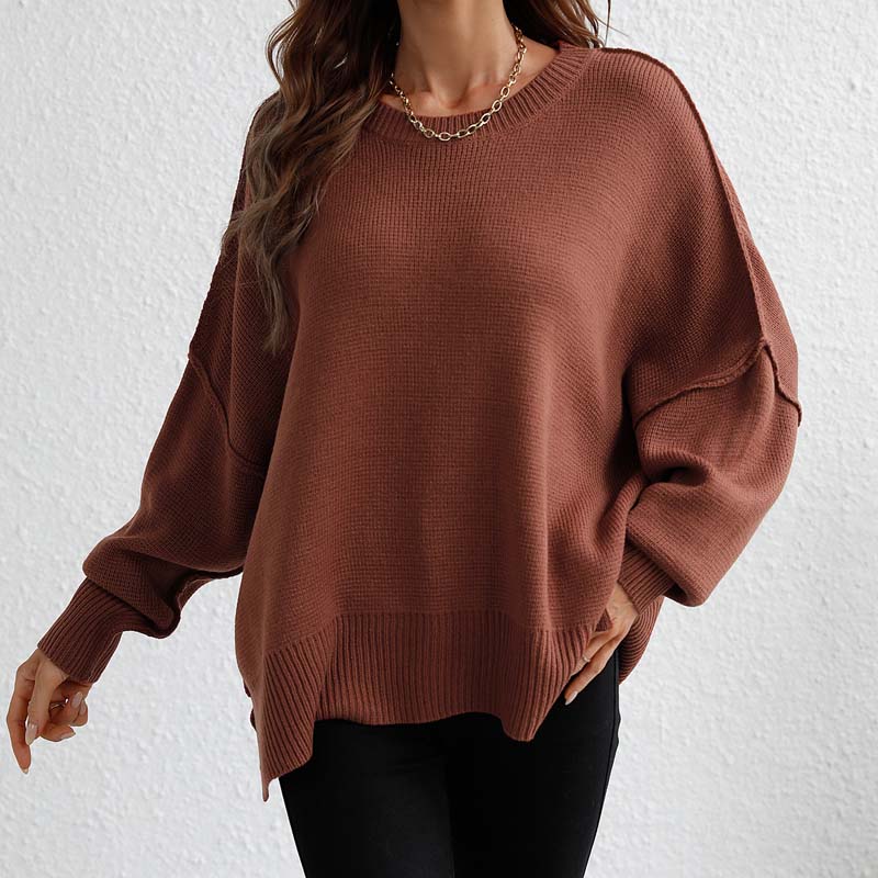 Casual Knitted Pullover in Solid Colour