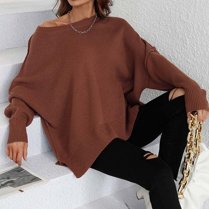 Casual Knitted Pullover in Solid Colour
