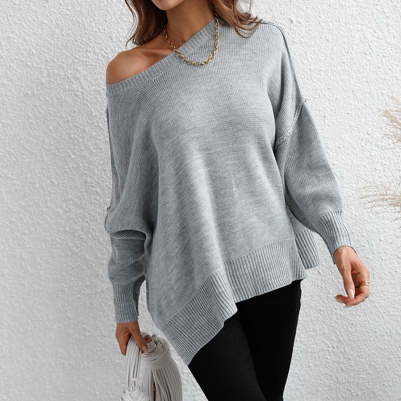 Casual Knitted Pullover in Solid Colour
