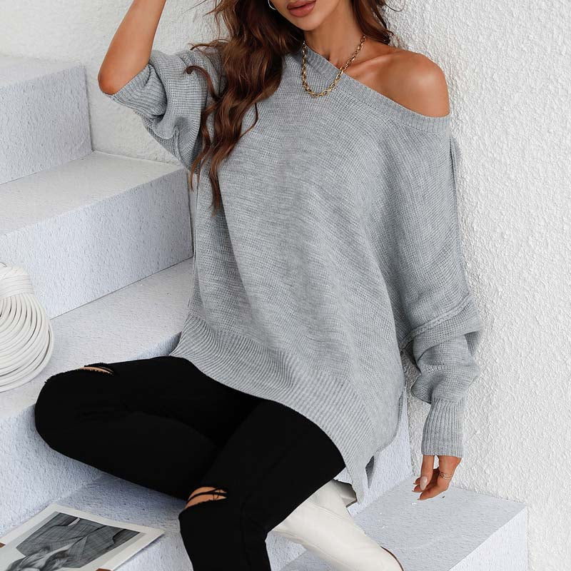Casual Knitted Pullover in Solid Colour