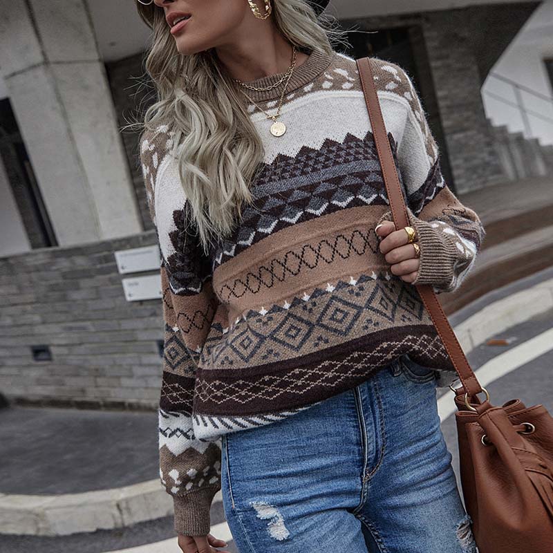 Vintage Geometric Knit Pullover | Stylish and Comfortable Sweater