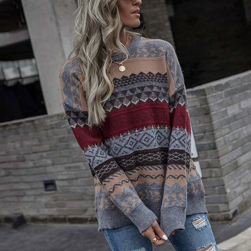 Vintage Geometric Knit Pullover | Stylish and Comfortable Sweater