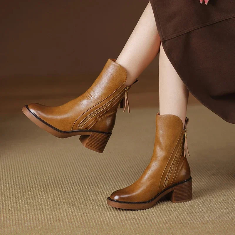 Black Leather Ankle Boots - Comfortable Chelsea Style for Women