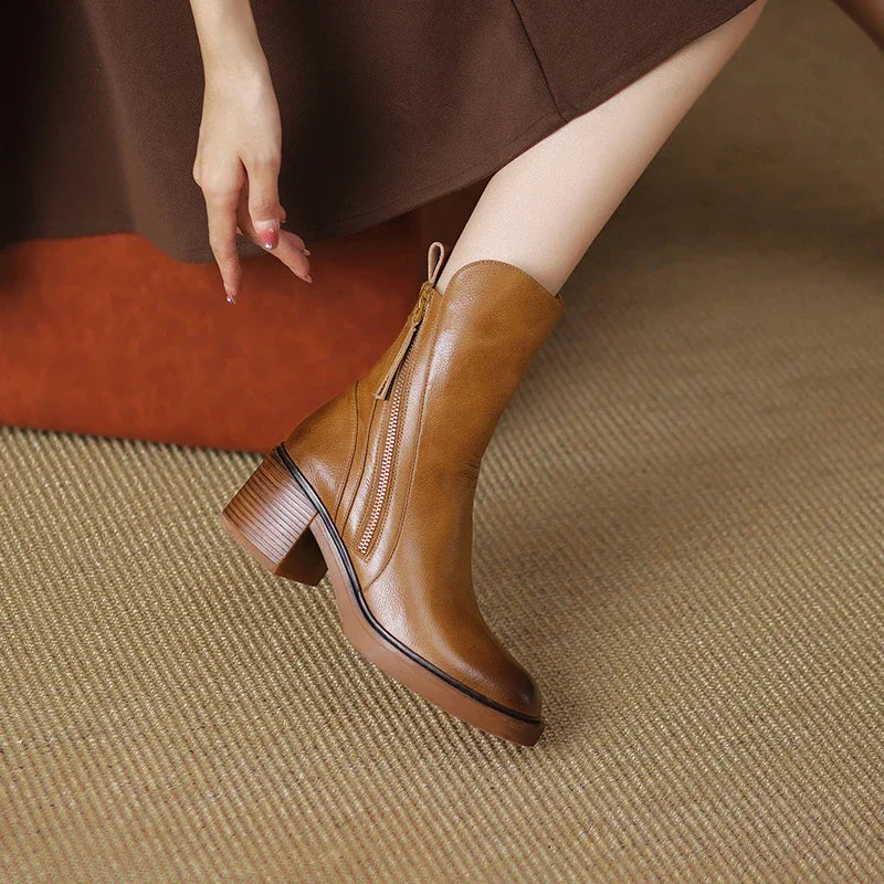 Black Leather Ankle Boots - Comfortable Chelsea Style for Women