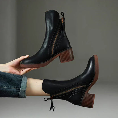 Black Leather Ankle Boots - Comfortable Chelsea Style for Women